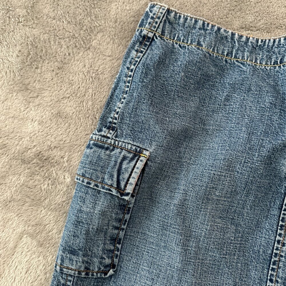 Vintage Lucky Brand Denim Midi Skirt Cargo 28/6 90s Y2K - Picture 3 of 10